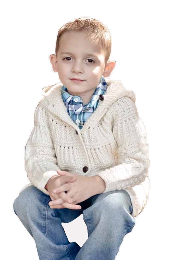 Kids 100% Merino Wool Irish Hooded Buttoned Cardigan