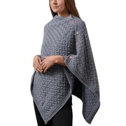 Aran Woollen Mills Knitted Poncho 100% Premium Soft Merino Wool Buttoned Irish Cape One Size Made in Ireland