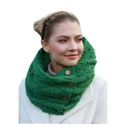 Aran Woollen Mills Ladies Adult Irish Wool Snood Scarf – Green, Winter Scarf, Fall Scarf, One size fits most
