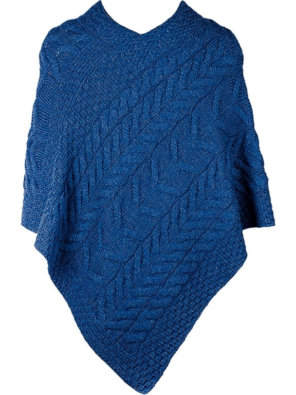 Ladies Apparel Poncho Sweater Wool Cape Blue 75cm x 90cm