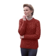 Aran Woollen Mills Ladies Irish Multi Cabled Raglan Super Soft Merino Wool Sweater