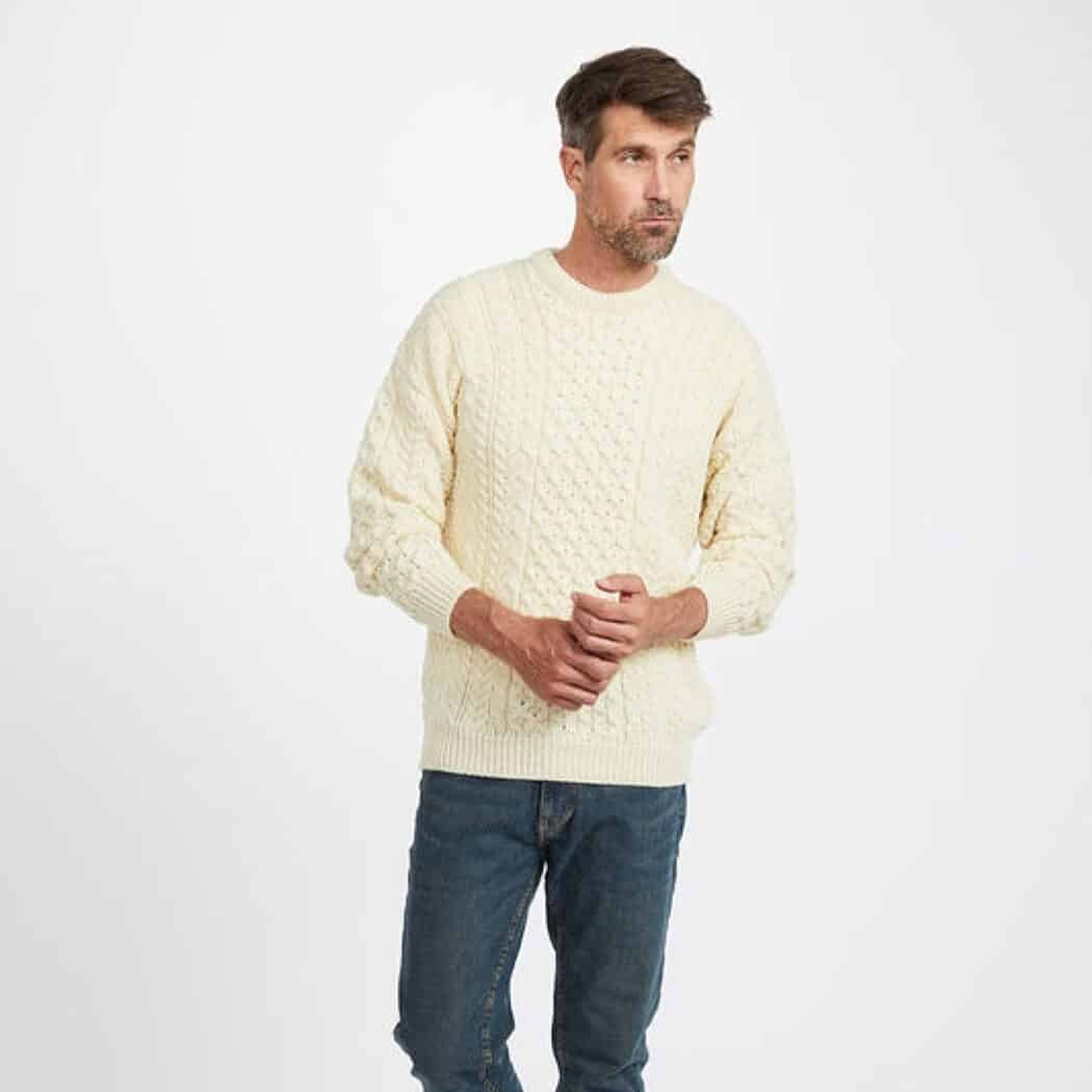Aran Woollen Mills Men's 100% Wool Irish Cable Knit Aran Woollen Mills Men's 100% Wool Irish Cable Knit