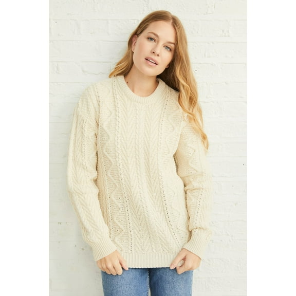 Aran Woollen Mills Newgrange Traditional 100% Merino Wool Unisex Long Sleeve Sweater