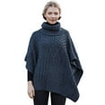 thumbnail image 1 of Aran Woollen Mills Patchwork Knitted Cape 100% Premium Soft Merino Wool Cowl Neck Women`s Poncho Made in Ireland | One Size, 1 of 4