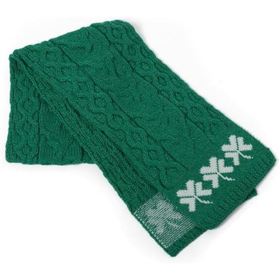Aran Woollen Mills Shamrock Wool Scarf, Green