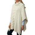thumbnail image 1 of Aran Woollen Mills Supersoft Merino Wool Cowl Neck Poncho Irish Cape Made in Ireland | White Color One Size, 1 of 4