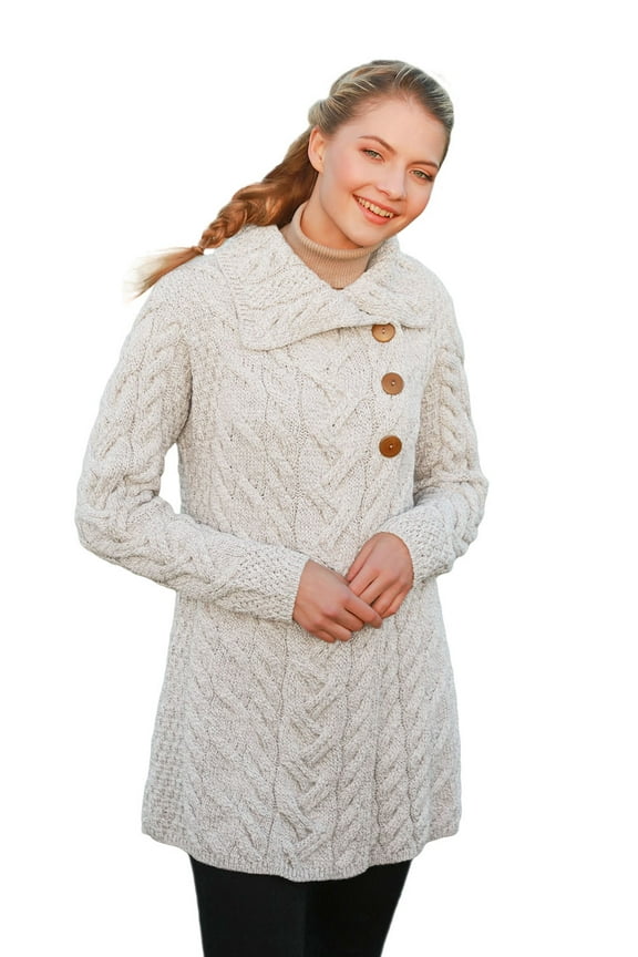 Women's 3 Buttoned Super Soft Merino Wool Long Cardigan