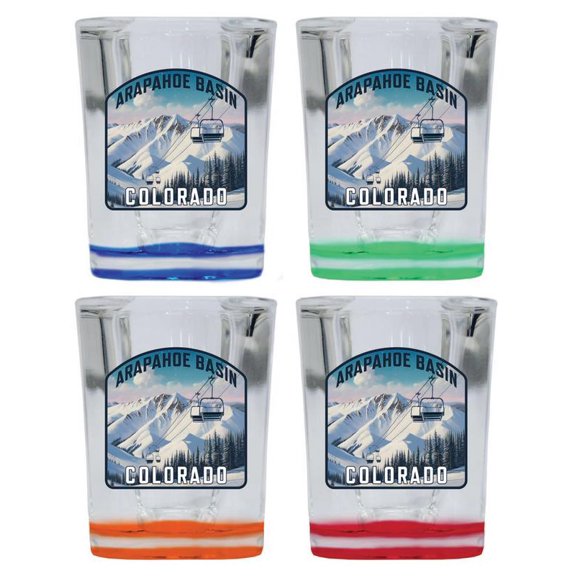Arapahoe Basin Colorado Design B Souvenir 2 oz Square Shot Glass Multicolor (4-Pack)
