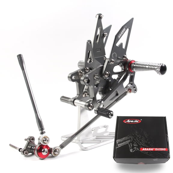 Arashi (Version 2.0)Adjustable Rearsets for HONDA CBR600RR (ABS) 2009 - 2023 ABS Motorcycle Accessories Foot Pegs Footrests Rear Set CBR 600 CBR600 RR 600RR Gray 2010 2011 2012 2013 2014 2015