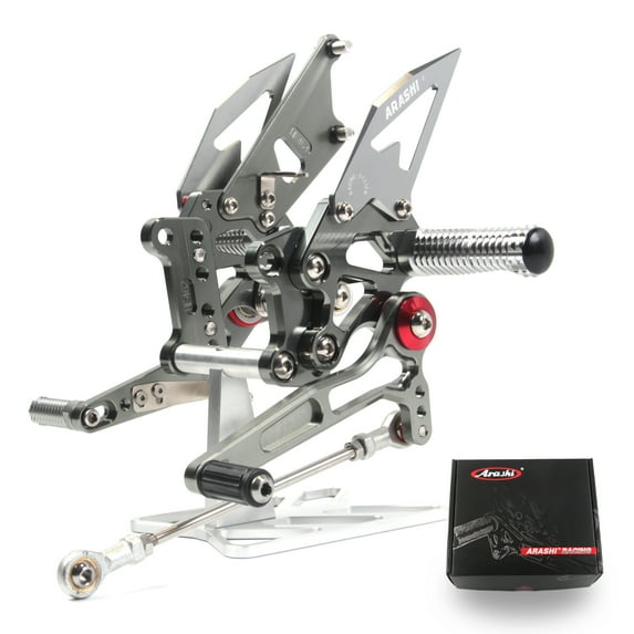 Arashi (Version 2.0) Adjustable Rearsets for Kawasaki Ninja 250R EX250J SE 2008 - 2012 Motorcycle Accessories Racing Foot Pegs Footrests Rear Set Gray 2009 2010 2011