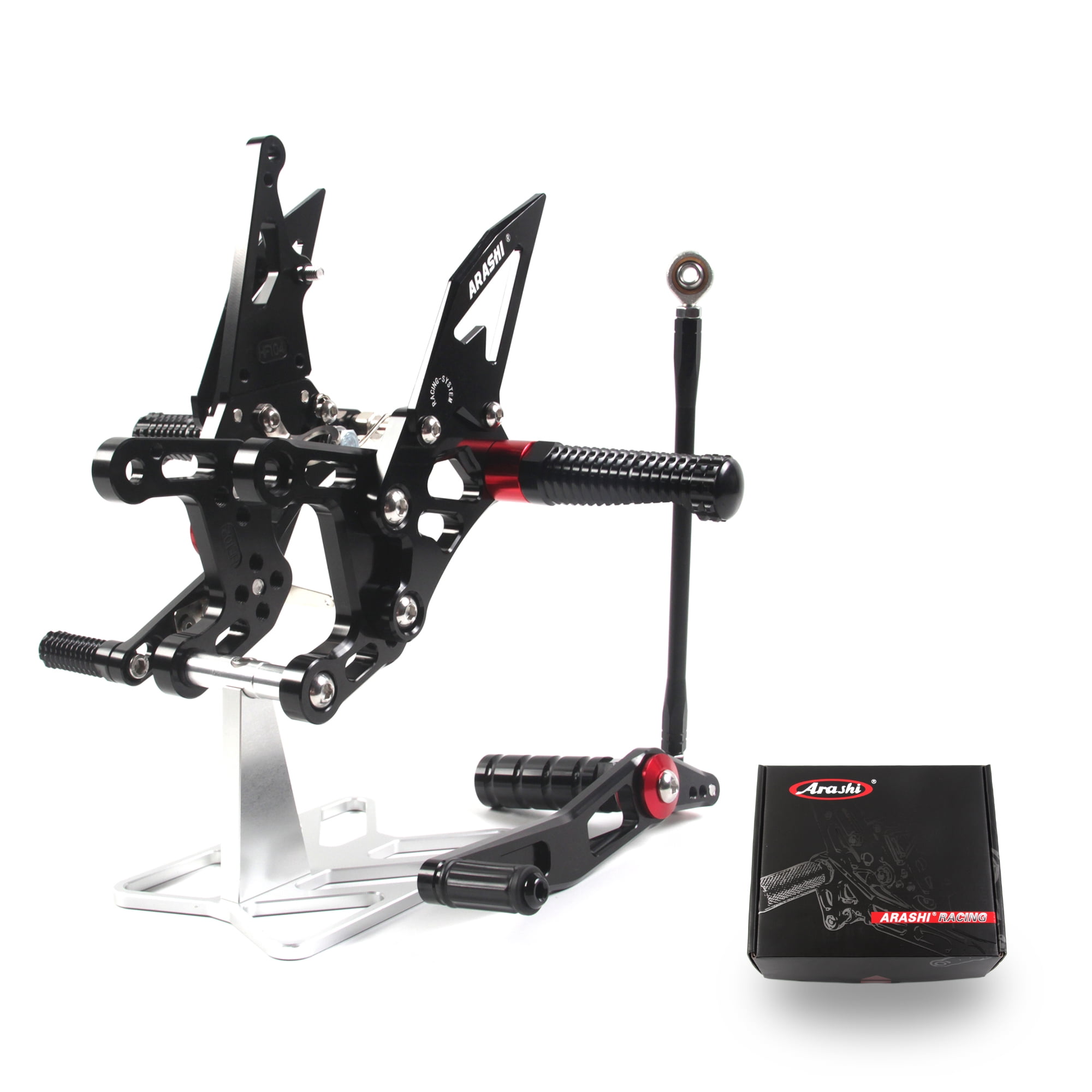 Pedane Regolabili Arashi Per Yamaha YZF R1 2009-2014 – In Alluminio Aeronautico 6061-T6, Nero Anodizzato