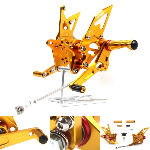 Arashi (Version 2.0) Rearsets for Suzuki Hayabusa GSX1300R Gen 1 1999 - 2007 Motorcycle Accessories Adjustable Footrests FootPegs Rear Sets GSX-R GSXR 1300 Gold 2000 2001 2002 2003 2004 2005 2006