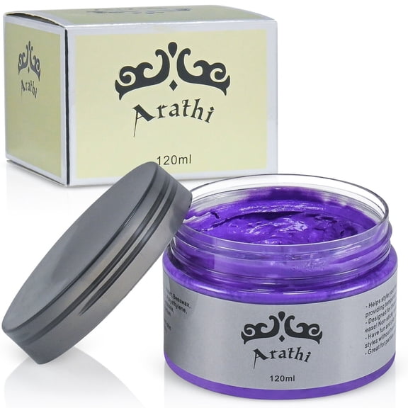 Arathi Temporary Hair Color Wax Mud Dye Cream Unisex Washable Modeling Cosplay Halloween Rave Party - Purple