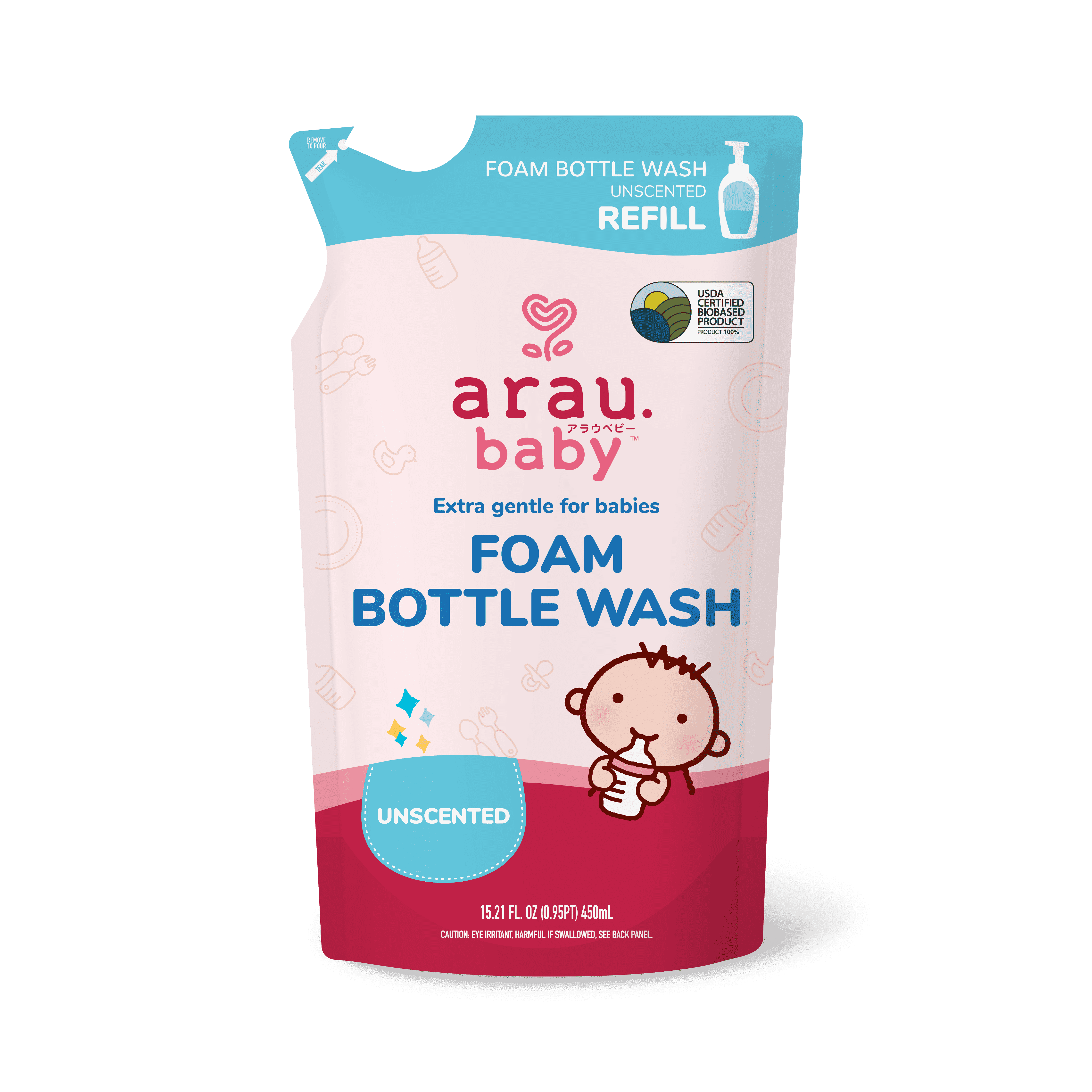 Arau Baby Liquid Foam Bottle Wash Refill - Unscented (15.21 Fl Oz)