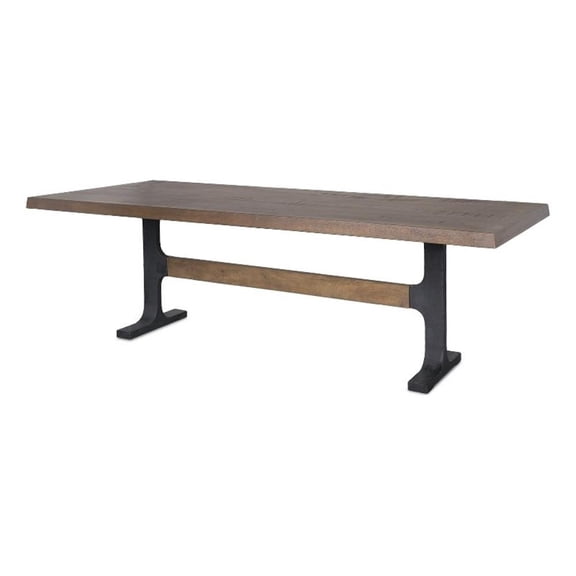 Araxi Rectangular Dark Brown Wood w/ Black Metal Base Dining Table