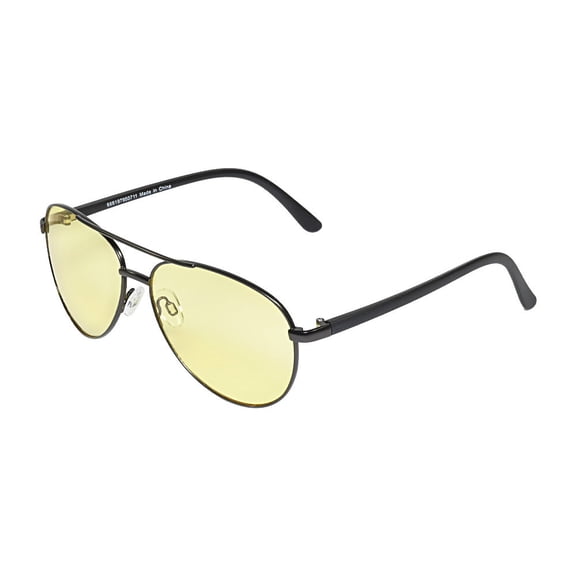 Aray Eyewear Night Driving Glasses Aviator Style in Matte Black and Yellow Lens