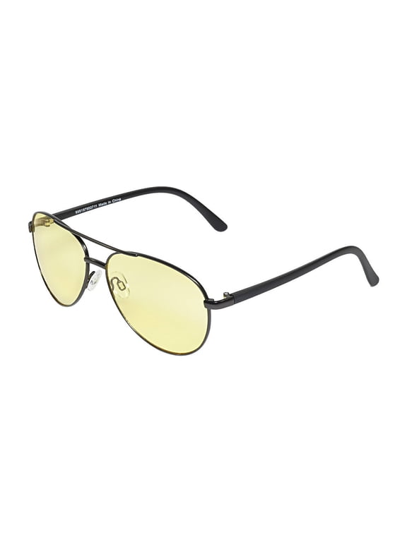 Eyewear Night Driving Glasses Aviator Style in Matte Black and Yellow Lens