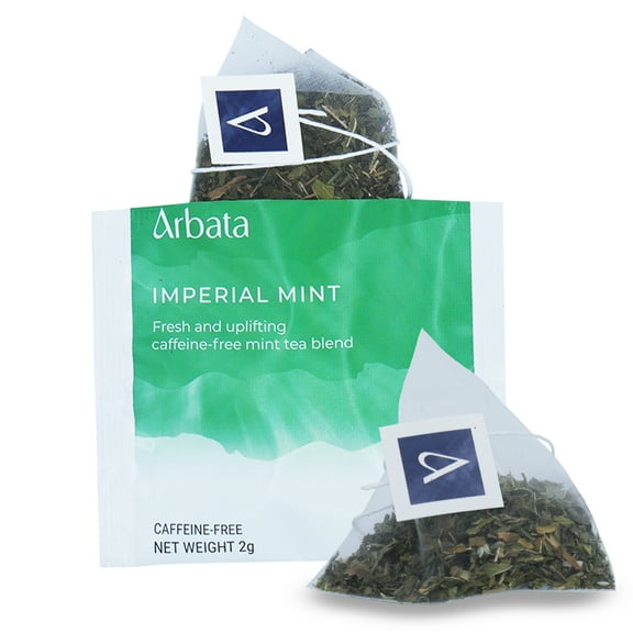 Arbata Imperial Mint Tea, 24 Pyramid Tea Bags Decaf Herbal Tea, Naturally Flavored Decaffeinated Spearmint Tea with Lemon Undertones, Caffeine Free