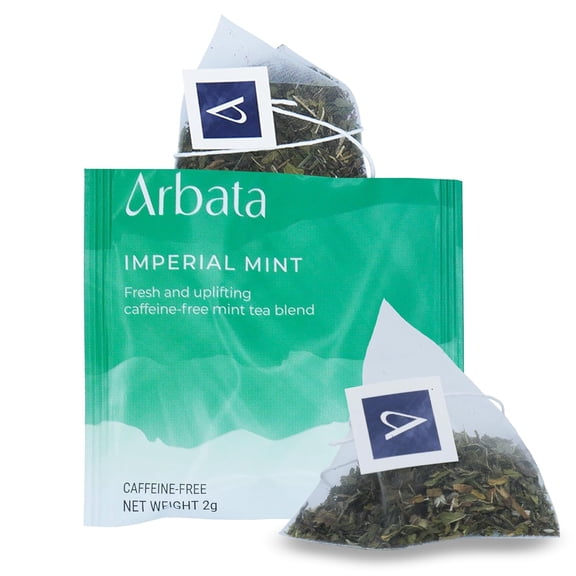 Arbata Imperial Mint Herbal Tea, 12 Pyramid Tea Bags  Caffeine Free Artisanal Spearmint & Peppermint Tea with Lemon Verbena Undertones, Naturally Flavored Decaf Mint Tea