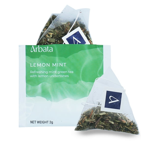 Arbata Lemon Mint Tea, 24 Pyramid Tea Bags Lightly Caffeinated Green Tea, Naturally Flavored Spearmint Tea with Lemon Undertones