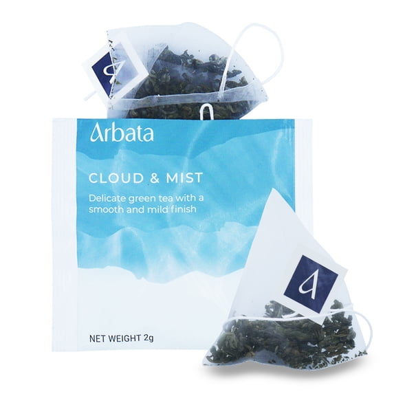 Arbata Organic Cloud & Mist Tea, 24 Pyramid Tea Bags, Lightly Caffeinated Green Tea, Naturally Flavored Premium Chinese Green Tea Bags, Bulk Yun Wu Tea