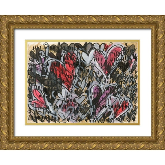 Arbel, Lori 32x25 Gold Ornate Wood Framed with Double Matting Museum Art Print Titled - Watermelon Heart