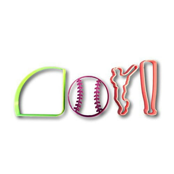 Arbi Design Baseball Cookie Cutter Set (Bundle of 4)- Fast Shipping - Sharp Edges - Exceptional Quality