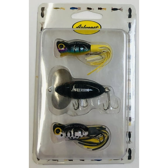 Arbogast 3 Pack Hula Pop Jitterbug Topwater Bait Assortment
