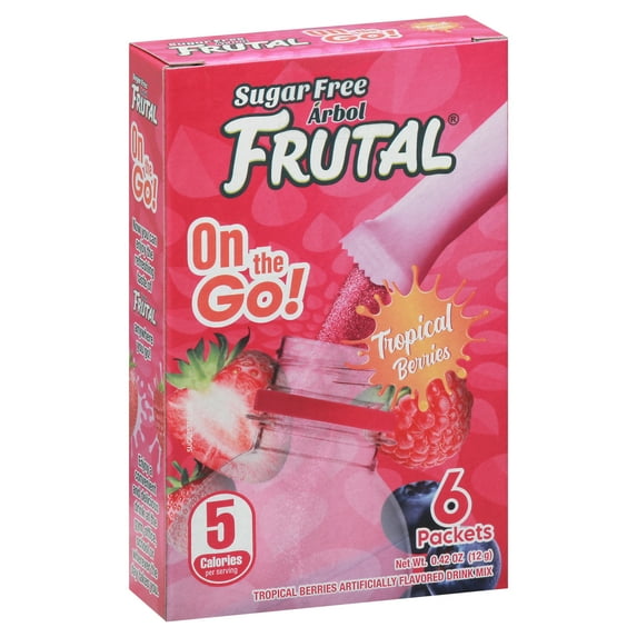 Arbol Frutal Sugar Free On The Go Water Drink Packets - Tropical Berries - 6 Packets/Box