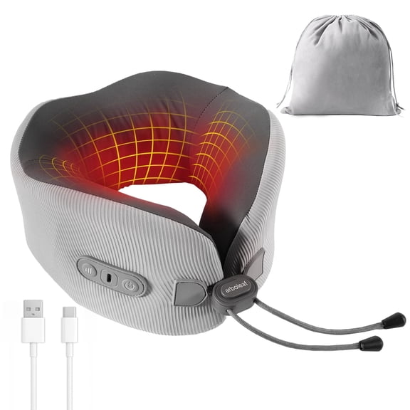 arboleaf Heated Neck Pillow for Travel & Game Day Comfort, Memory Foam with Graphene Heating – Father's Day Gift for Dad, USB-C, 360° Support