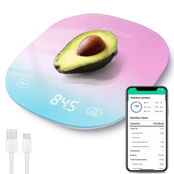 Arboleaf Smart Food Scale, 22lb Digital Food Scale with Nutritional Calculator & App, Precision 0.1oz/0.5g