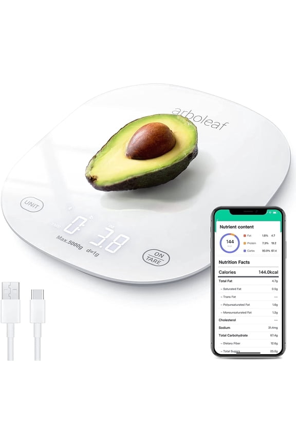 Smart Food Scale, 22lb Digital Food Scale with Nutritional Calculator & App,White