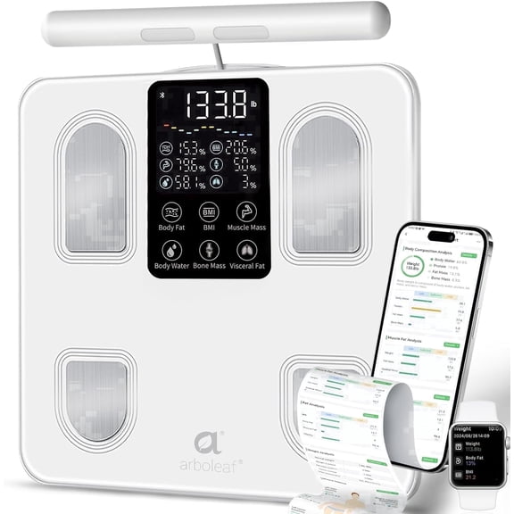 Arboleaf 8-Electrode Body Fat Scale, High Precision Analyzer Tracks 50  Metrics – Game Day Health for Athletes & Soccer Fans, Father's Day Gift for Dad