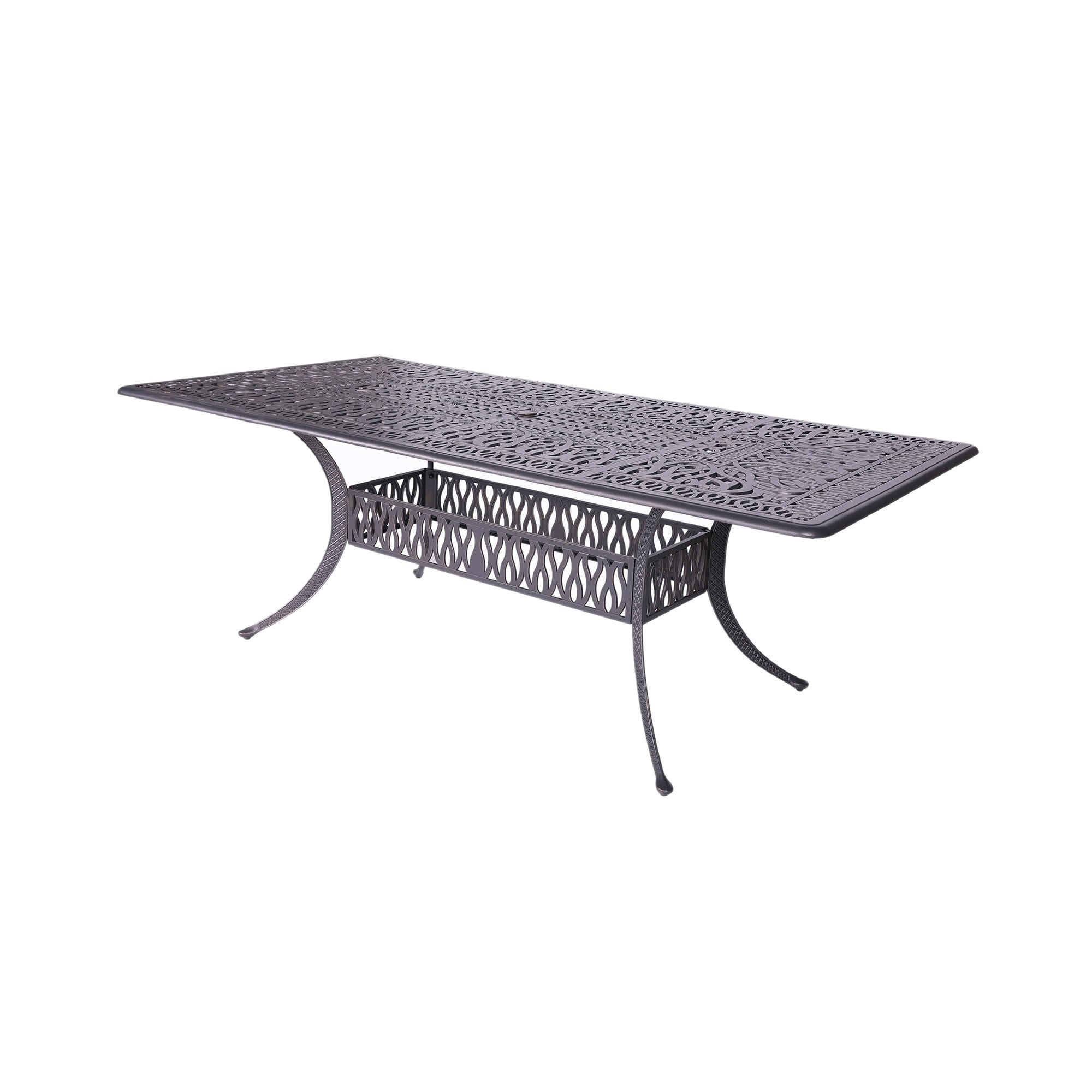 Arbor 84 Inch Large Metal Outdoor Dining Table, Tulip Pattern, Dark ...