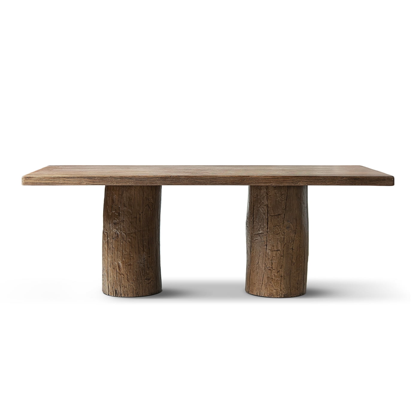 Arbor 84" Solid Reclaimed Elm Double Pedestal 8-Person Dining Table Heritage Medium-Dark Brown