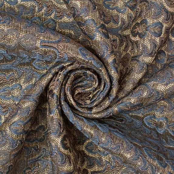 Arbor Bloom Extra Wide Metallic 110" Heavyweight Upholstery Jacquard Polyester Fabric By The Yard (Blue, 10 Yards)