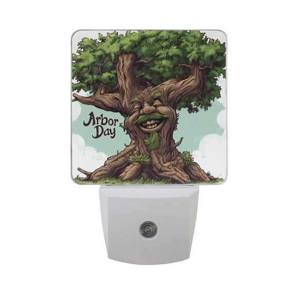 Arbor Day Cartoon Tree Night Light 2 Pack LED Nightlight Plug into Wall Dusk to Dawn Sensor Soft White
