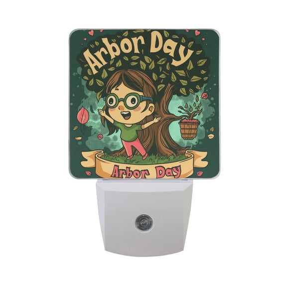 Arbor Day Girl Night Light 2 Pack LED Nightlight Plug into Wall Dusk to Dawn Sensor Soft White