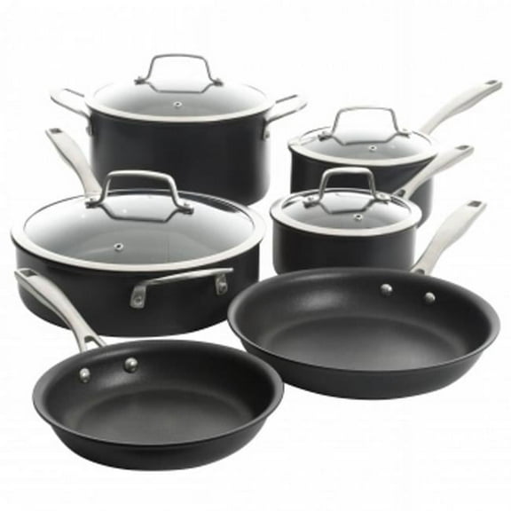 Arbor Heights Nonstick Aluminum Cookware Set, Black - 10 Piece