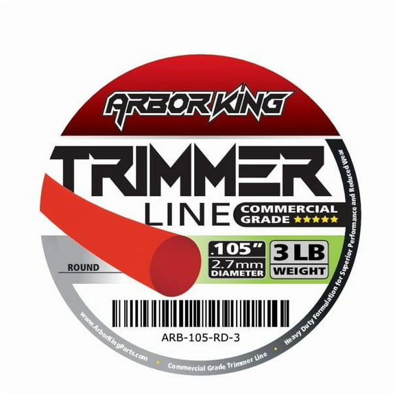 Arbor King Case Pack 0.105 3LB Round Red Trimmer line Spool Commercial Grade with Line Cutter - 8 Spools