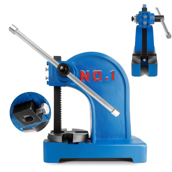 Arbor Press 1 Ton, Manual Desktop Press with Cast Iron Frame, Hand Operated Shop Press for Stamping Bending Riveting and Metal Forming