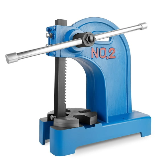 Blue Cast Iron Arbor Press, 2 Ton Heavy-Duty Manual Arbor Press, Arbor Press Equipped With A Reversible Press, Suitable for Cutting, Stamping, and Forming Operations