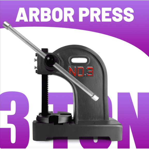Arbor Press 3 Ton Manual - Heavy Duty Hand Press for Stamping, Bending, Forming - 12.2" Height Desktop Press with Molds