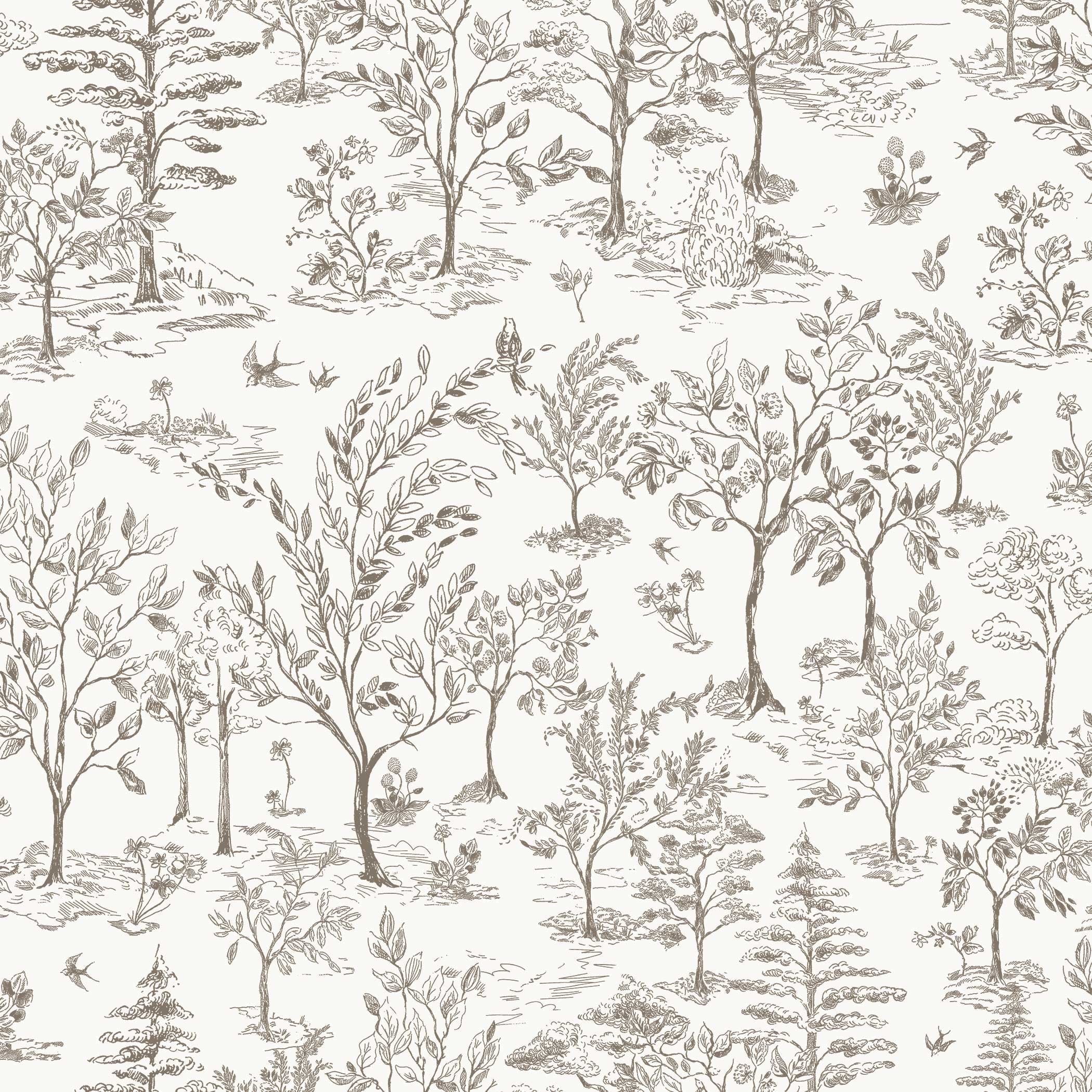 Tempaper Arbor Toile Cocoa Removable Peel and Stick Wallpaper, 20.5" X 16.5'