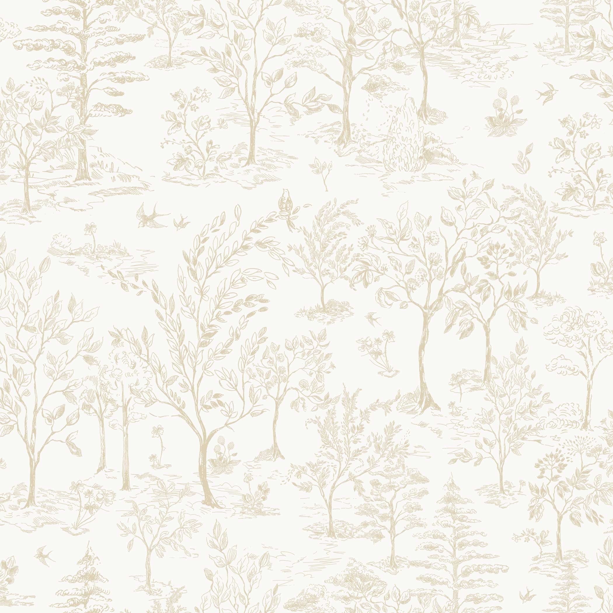 Tempaper Arbor Toile Taupe Removable Peel and Stick Wallpaper, 20.5" X 16.5'
