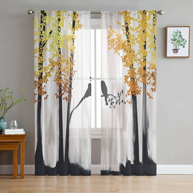 Arbor Tree Lake Landscape Sheer Voile Curtain For Living Room Arbor Tree Lake Landscape Sheer Voile Curtain For Living Room