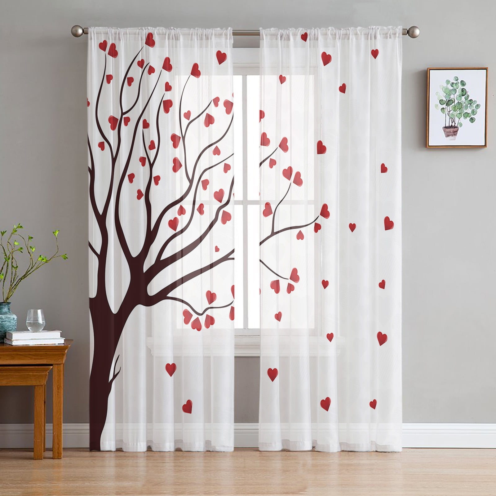 Arbor Tree Lake Landscape Sheer Voile Curtain For Living Room Arbor Tree Lake Landscape Sheer Voile Curtain For Living Room