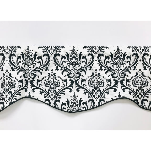 Arbor shaped damask black and white valance