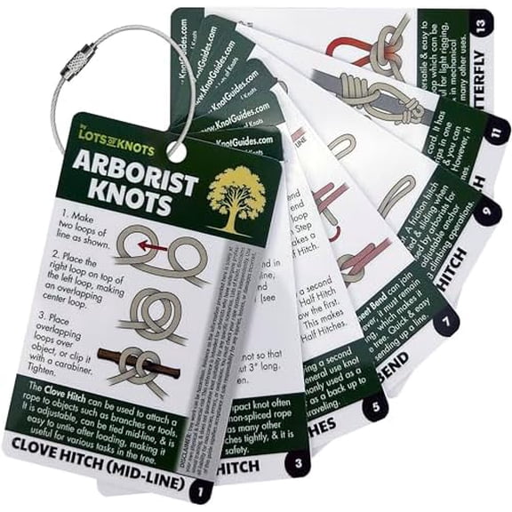 Arborist Knots - Knot Cards for Tree Climbing and Tree Care - 14 Page Waterproof Pocket Guide for Arborist Equipment Kit$$Sport & Recreation Other