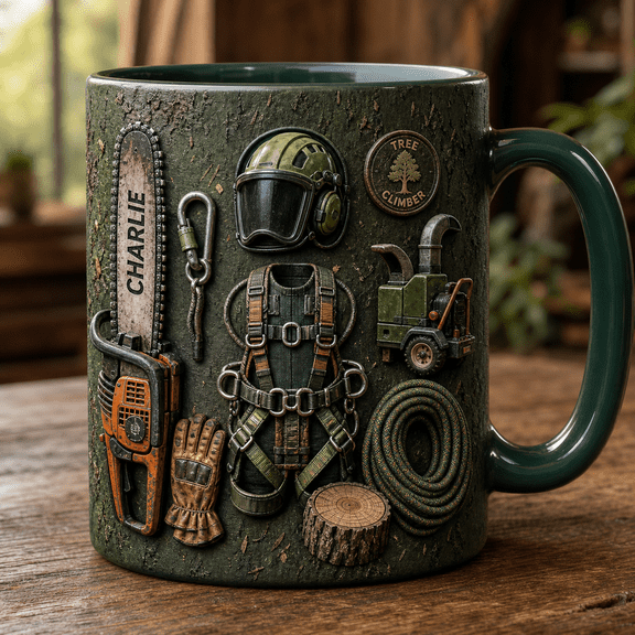 Arborist Mug 3D Effect Forest Green Tree Climber Coffee Cup Gift